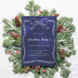 Invitation Fête de Noël avec un ruban bleu