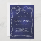 Invitation Fête de Noël avec un ruban bleu (Devant)