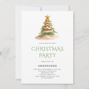 Invitation Fête de Noël avec un sapin de plage tropical