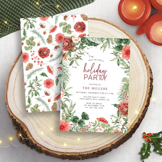 Invitation Fête de Noël avec verdure