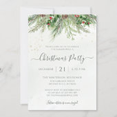 Invitation Fête de Noël avec verdure hivernale (Devant)