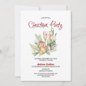 Invitation Fête de Noël Baubles et Champagne (Devant)