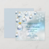 Invitation Fête de Noël Baubles et Flocons de Neige (Devant / Derrière)