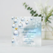 Invitation Fête de Noël Baubles et Flocons de Neige (Debout devant)