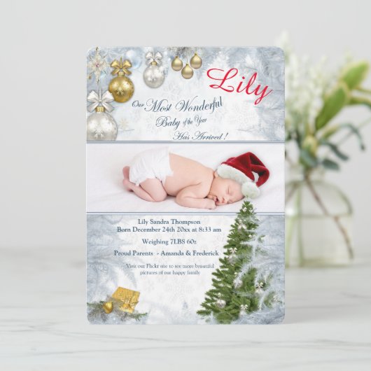 Invitation Fête de Noël Bébé du mois (Debout devant)