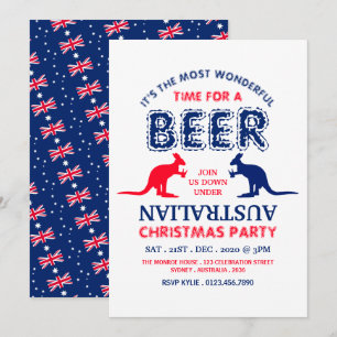 Invitation Fête de Noël Bière Kangourou, Drapeau Australien