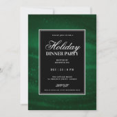 Invitation Fête de Noël Black & Green Sequins Soirée de dîner (Devant)