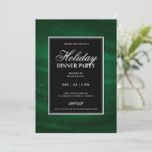 Invitation Fête de Noël Black & Green Sequins Soirée de dîner (Debout devant)