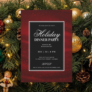 Invitation Fête de Noël Black & Red Sequins Soirée de dîner d