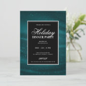 Invitation Fête de Noël Black & Teal Sequins Soirée de dîner (Debout devant)
