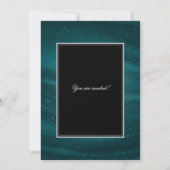 Invitation Fête de Noël Black & Teal Sequins Soirée de dîner (Dos)