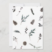 Invitation Fête de Noël Black Winter Pinecone (Dos)