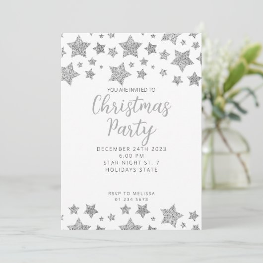 Invitation Fête de Noël blanc (Debout devant)