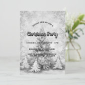 Invitation Fête de Noël blanc argent flocon (Debout devant)