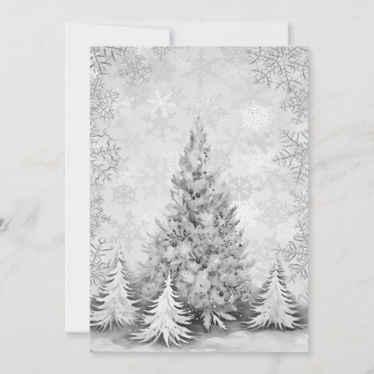 Invitation Fête de Noël blanc argent flocon (Dos)