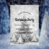 Invitation Fête de Noël blanc argent flocon