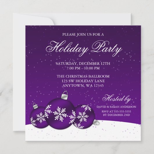 Invitation Fête de Noël blanc et violet (Devant)