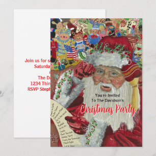 Invitation Fête de Noël Blanche 20XX Santa Vérifie Deux Fois