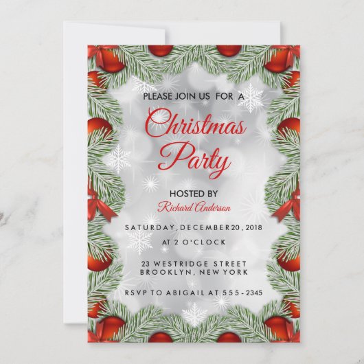 Invitation Fête de Noël blanche moderne (Devant)