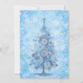 Invitation Fête de Noël bleu arbre de neige luxe (Dos)