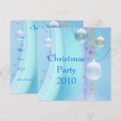 Invitation Fête de Noël Bleu & Argent (Devant / Derrière)