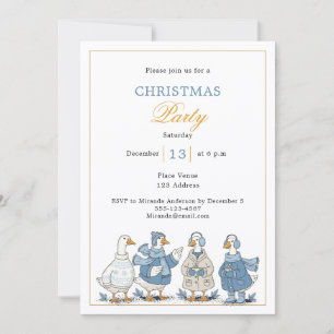 Invitation Fête de Noël bleu d'oie