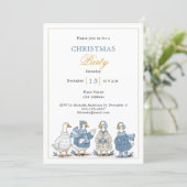 Invitation Fête de Noël bleu d'oie (Debout devant)