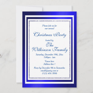 Invitation Fête de Noël bleu et blanc classique