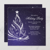 Invitation Fête de Noël bleu et blanc moderne (Devant / Derrière)