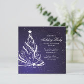 Invitation Fête de Noël bleu et blanc moderne (Debout devant)