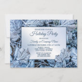 Invitation Fête de Noël Bleu Feuille Vacances de neige hiver (Devant)