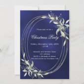 Invitation Fête de Noël bleu marine en argent (Devant)