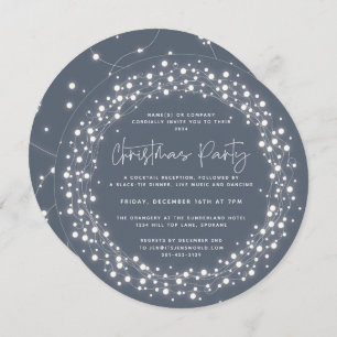 Invitation Fête de Noël Bleu Rond