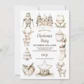 Invitation Fête de Noël bleu rustique (Devant)