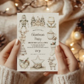 Invitation Fête de Noël bleu rustique