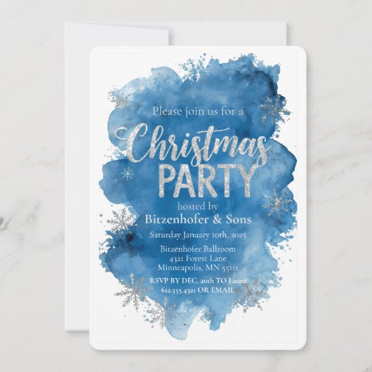 Invitation Fête de Noël Bleue (Devant)