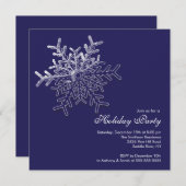 Invitation Fête de Noël bleue élégante de vacances de flocon (Devant / Derrière)