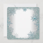 Invitation Fête de Noël bleue turquoise élégante de flocon de (Dos)