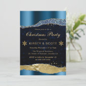 Invitation Fête de Noël Blue and Gold Glam Tears (Debout devant)