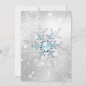 Invitation Fête de Noël Blue Pearl Crystal Snowflake (Dos)