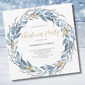 Invitation Fête de Noël Blue Rustic