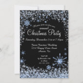 Invitation Fête de Noël Blue Snowflon (Devant)