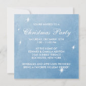 Invitation Fête de Noël Blue White Snowflakes (Dos)