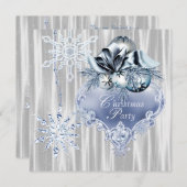 Invitation Fête de Noël Blue White Snowflakes (Devant / Derrière)