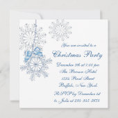 Invitation Fête de Noël Blue White Snowflakes (Dos)
