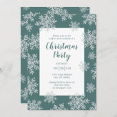 Invitation Fête de Noël Blue Winter Snowflacon (Devant / Derrière)