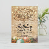 Invitation Fête de Noël Bois rustique (Debout devant)