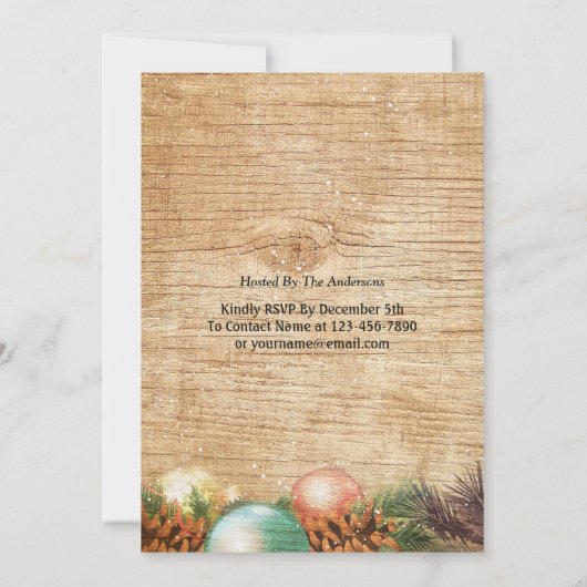 Invitation Fête de Noël Bois rustique (Dos)