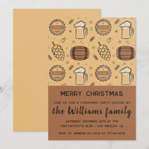 Invitation Fête de Noël Boissons à la bière Rustique