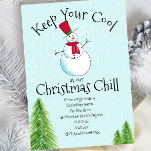 Invitation Fête de Noël Bonhomme de Neige Hiver